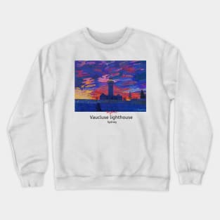 Vaucluse light house (white text on t-shirt) Crewneck Sweatshirt